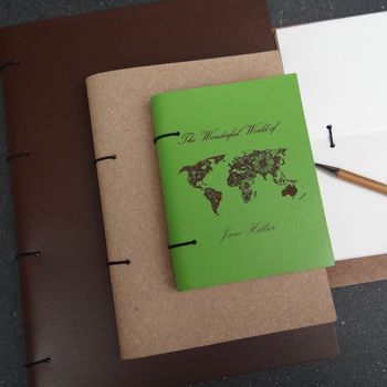 Personalised 'Wonderful World' Leather Travel Journal, 11 of 11