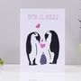 It's A Girl Penguin Announcement Card, thumbnail 2 of 2