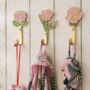 Hand Painted Solid Brass Flower Wall Hooks, thumbnail 1 of 7