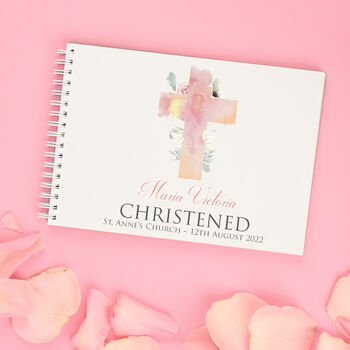 Personalised Christening Cross Guest Book, 2 of 6