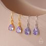 Sterling Silver Amethyst Purple Pear Cut Cz Drop Earrings, thumbnail 3 of 11