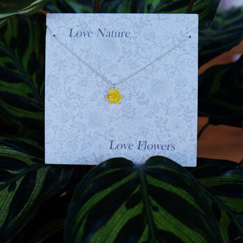 Yellow Daffodil March Birth Flower Necklace Petite, 3 of 4