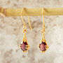 Garnet Gold Plated Silver Antique Style Drop Earrings, thumbnail 2 of 11