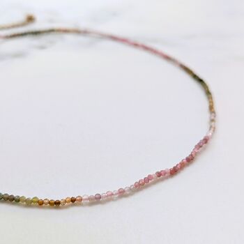 Watermelon Tourmaline Gemstone Beaded Necklace, 5 of 6