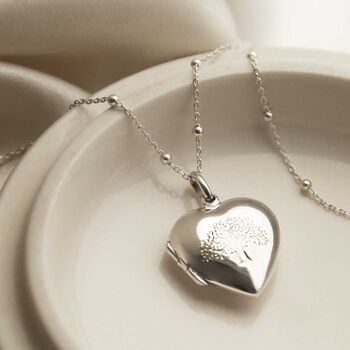 Sterling Silver Tree Heart Locket Necklace, 3 of 10