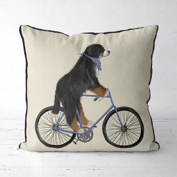 Bernese On Bicycle Decorative Cushion, 3 of 3