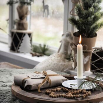 White Scandi Enamel Wee Willie Winkie Candle Holder, 3 of 3