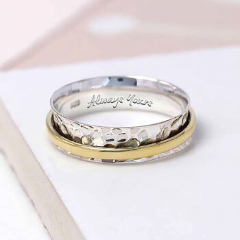 Personalised Classic Sterling Silver Brass Spinner Ring, 4 of 9