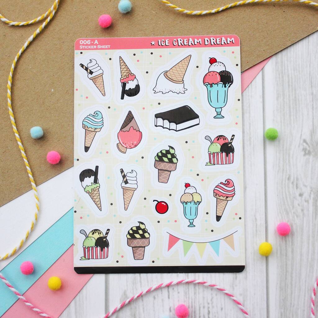 Ice Cream Dream! Summer Themed Sticker Sheet, 1 of 2