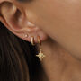 Lulia. Gold Plated Opal Star Hoop Earrings, thumbnail 3 of 4