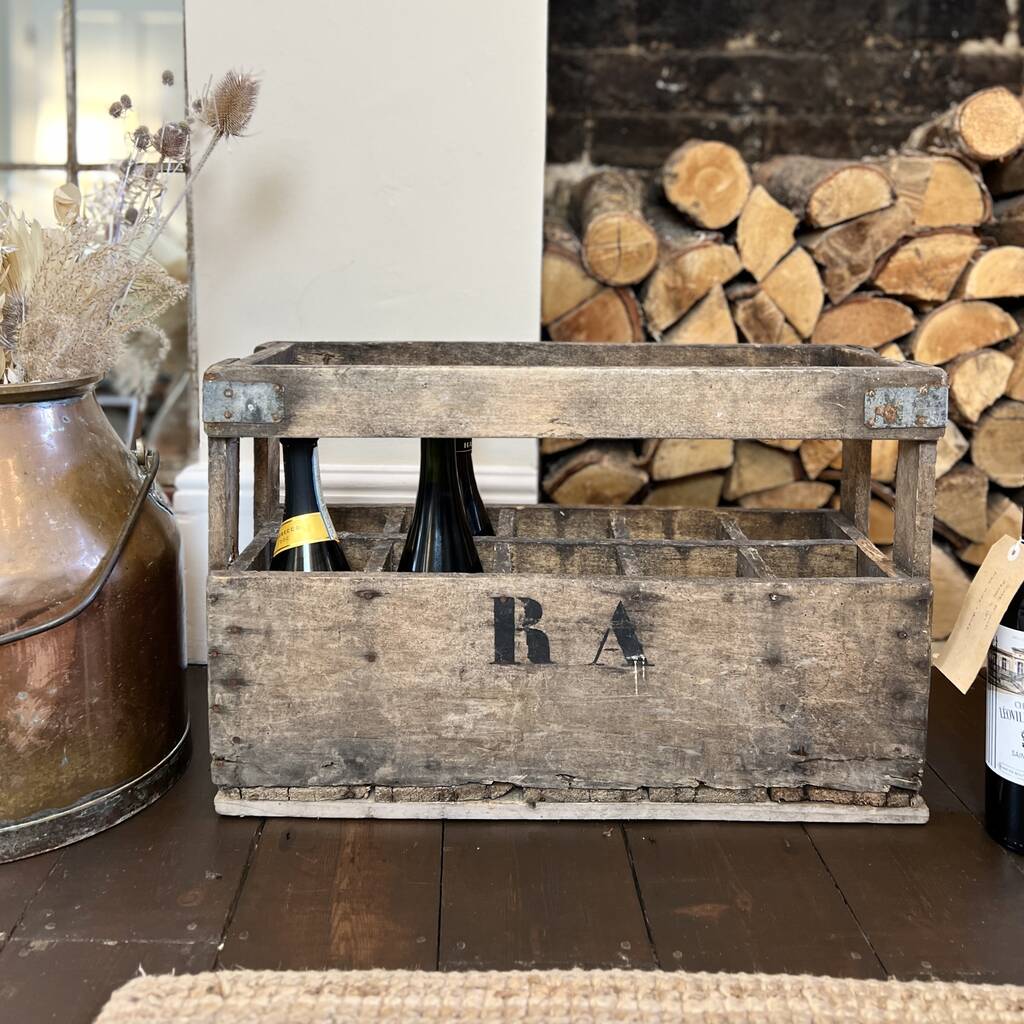 Vintage Industrial Wooden Wine Bottle Crate Rack, 1 of 9