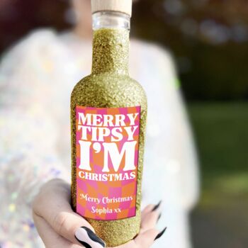 Personalised Tipsy Christmas Glitter Bottle, 3 of 4