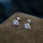 Moonstone Starburst Screw Back Earrings Sterling Silver, thumbnail 3 of 12