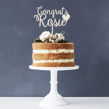 Personalised Congratulations Wooden Cake Topper, 3 of 5