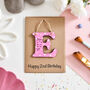 Personalised 2nd Birthday Card Wooden Letter Name, thumbnail 2 of 6