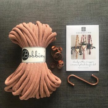 Chunky Cotton And Copper Macramé Plant Hanger Kit, 2 of 8