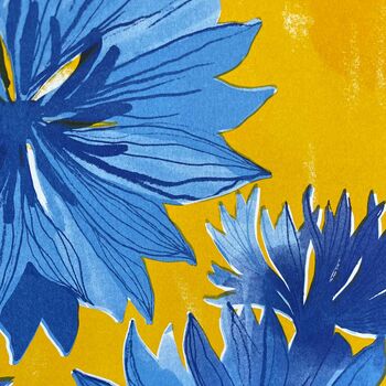 Cornflower Flower Art Risograph Print, 3 of 4