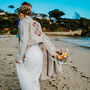 Cropped Cream Biker Embroidered Wedding Jacket, thumbnail 3 of 5
