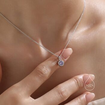 Sterling Silver Tanzanite Blue Cz Bubble Pendant Necklace, 6 of 12