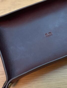 Personalised Rectangle Chocolate Brown Leather Tray, 4 of 12