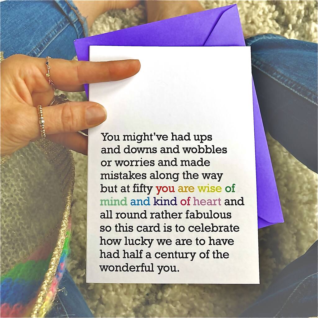 'Wise Of Mind And Kind Of Heart': 50th Birthday Card, 1 of 2