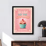Life Is Short Eat The Cupcake Print | Kitchen Diner Decor | Vintage Wall Art, thumbnail 4 of 5