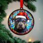 Staffie Black In Santa Hat Suncatcher Decoration, thumbnail 2 of 6