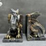 Pair Of Steampunk Dragon Bookends – Silver And Gold Retro, thumbnail 3 of 12