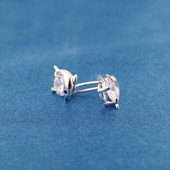 Dolphin Cz Stone Stud Earrings, 925 Sterling Silver, 5 of 5
