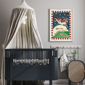 The Cow Jumped Over The Moon Vintage Nursery Print, 3 of 12