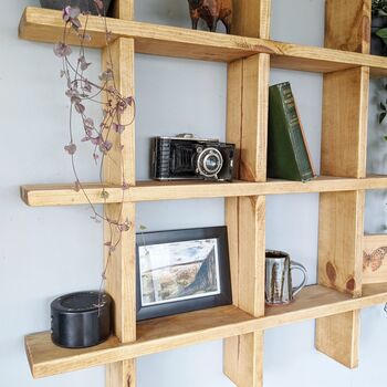 Wall Mounted Pigeon Hole Wooden Display Shelf, 3 of 4