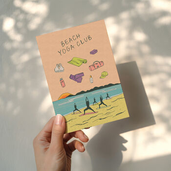 Beach Yoga Greeting Card | Wellness And Mindfulness Birthday Card, 2 of 6