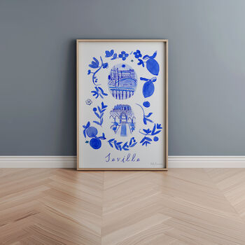 Scenes Of Seville, Spain Blue Tile Inspired Travel Print, 2 of 12