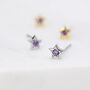 Tiny Amethyst Purple Cz Star Stud Earrings, thumbnail 7 of 11