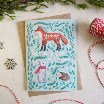 Forest Animals Christmas Pack Of Four Cards, 3 of 6