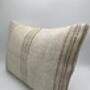 Oblong, Natural, Hemp, Neutral, Woven, Grain Sack, Striped Cushion With Cotton Reverse Brown Multi Stripe Trio, thumbnail 2 of 5