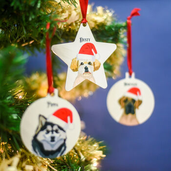 Santa Dog Cute Personalised Christmas Decoration, 11 of 12