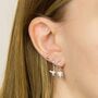 Sterling Silver Huggie Hoop Earrings With Bee Charm, thumbnail 3 of 9