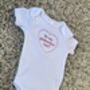Embroidered Be My Godparent White Cotton Baby Grow, thumbnail 5 of 8