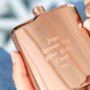 Personalised Rose Gold Plated Rectangular Hip Flask, thumbnail 3 of 7