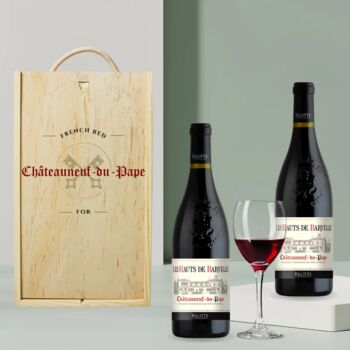 Personalised Chateauneuf Du Pape Red Wine Gift Set Two Bottle, 3 of 5