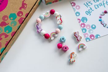 Personalised Unicorn Rainbow Wooden Bead Making Kit, 5 of 9