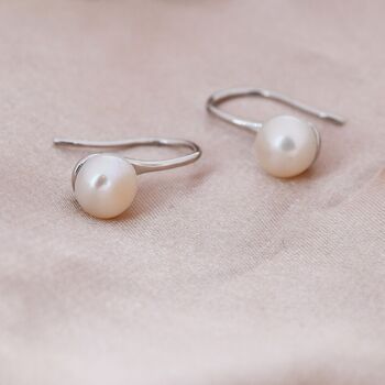 Genuine Freshwater Pearl Drop Hook Earrings, 7 of 11