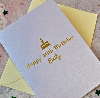 Personalised Foiled ‘Cake’ Birthday Card, 3 of 4