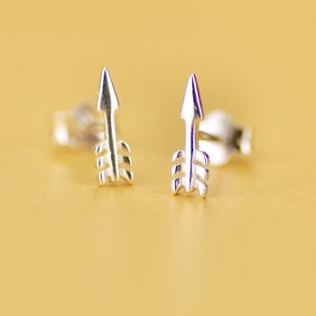Sterling Silver Tiny Arrow Stud Earrings, 4 of 9