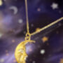 Moonface La Luna Solid Gold Moon Necklace, thumbnail 7 of 11