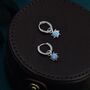 Blue Opal Sun Huggie Hoop Earrings Sterling Silver, thumbnail 2 of 11