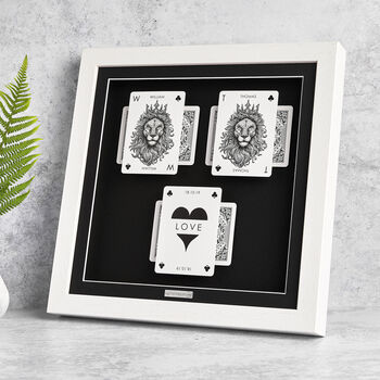 Personalised Gay Couples Gift Royal Lion Playing Cards Frame, 4 of 9