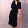Midnight Blue Silk Velvet Tea Dress, thumbnail 1 of 4