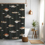 Vintage Fish Illustration Fabric Shower Curtain, thumbnail 1 of 4